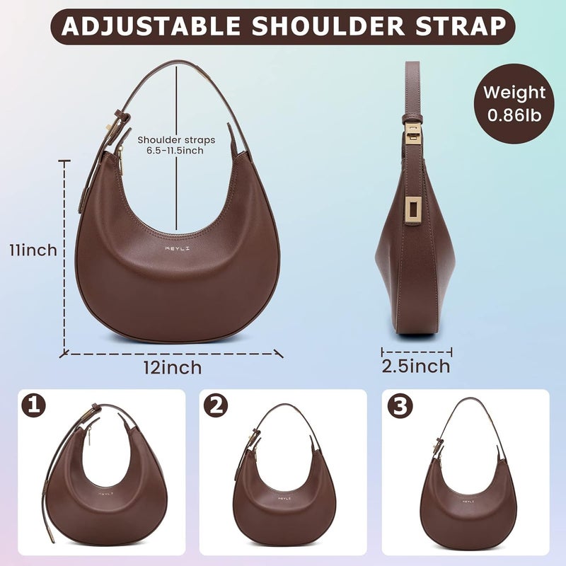 Keyli Shoulder Bag for Women Stylish Casual Clutch Purses for Women 3 Ways Adjust Strap Hobo Handbags with Zip Closure - Image 5